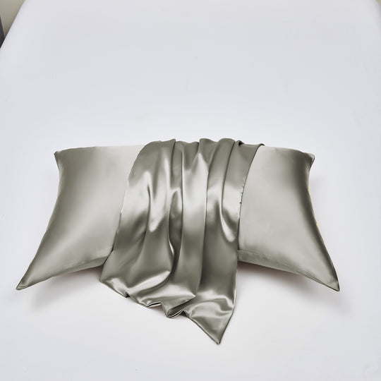 HIG Cooling Curved Pillow Cases 2 Pack King - Silky Soft Stretch Satin Pillow Shams