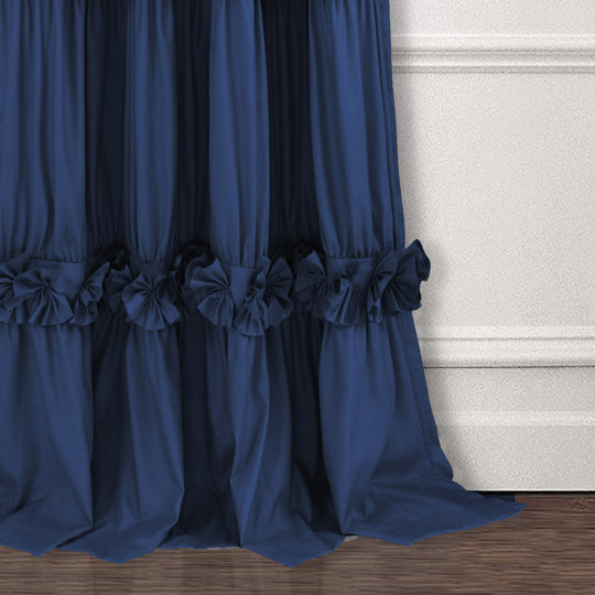 Farmhouse Ruffle Window Curtains with Blackout Liner Handmade Bow Ties Drapes 2 Panels Set, 54"W x 84"L