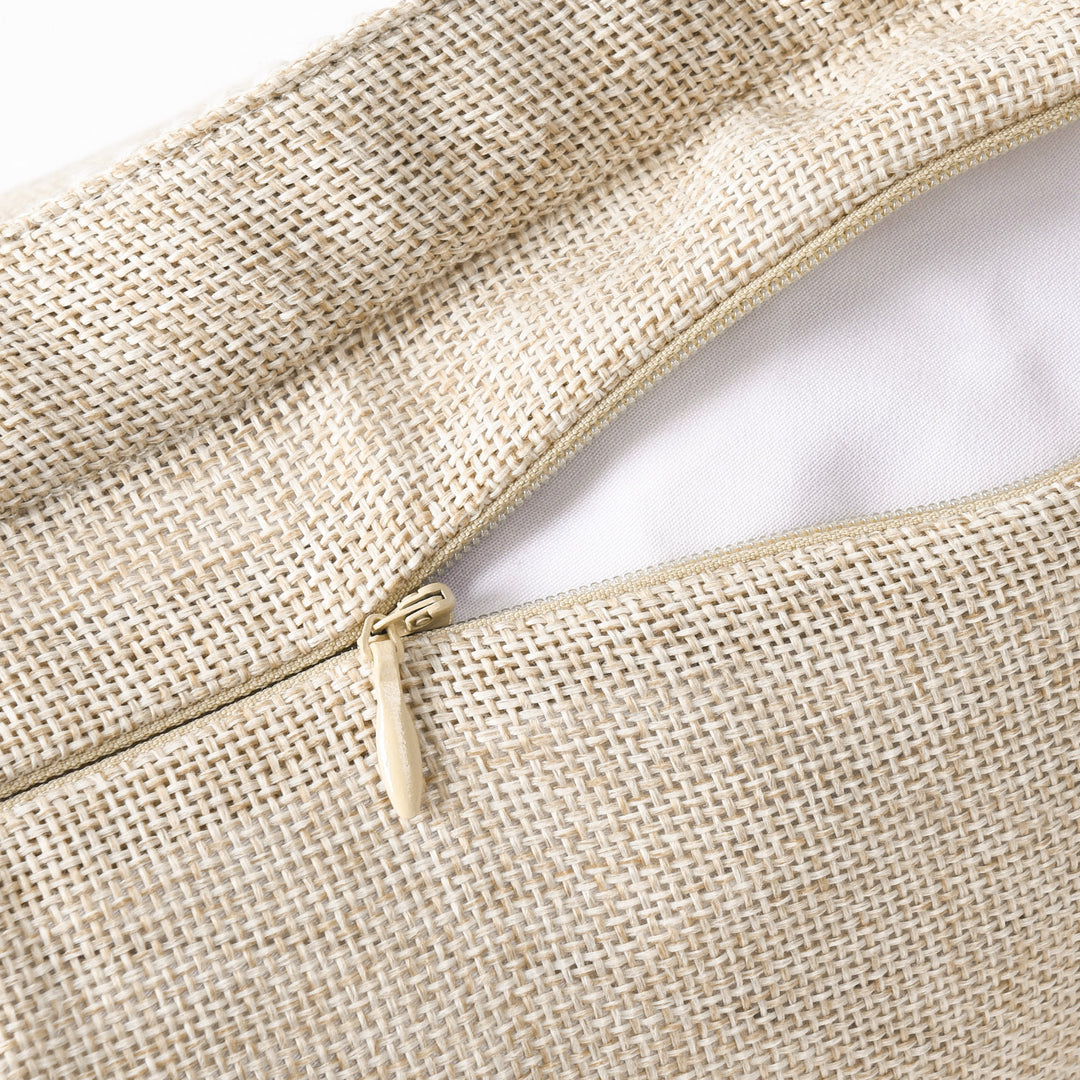 2 Piece Farmhouse Burlap Trimmed Decorative Pillow Covers with Floral Linen Lace Edge