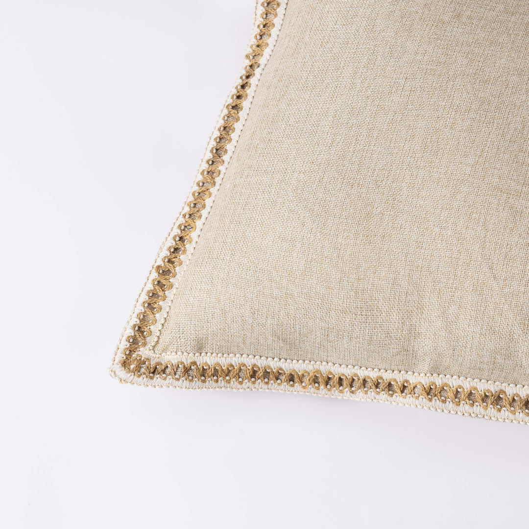 2 Piece Farmhouse Burlap Trimmed Decorative Pillow Covers with Floral Linen Lace Edge