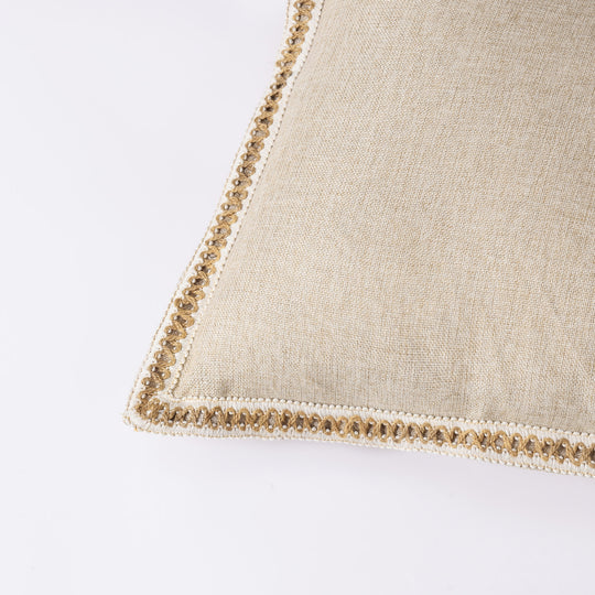 2 Piece Farmhouse Burlap Trimmed Decorative Pillow Covers with Floral Linen Lace Edge