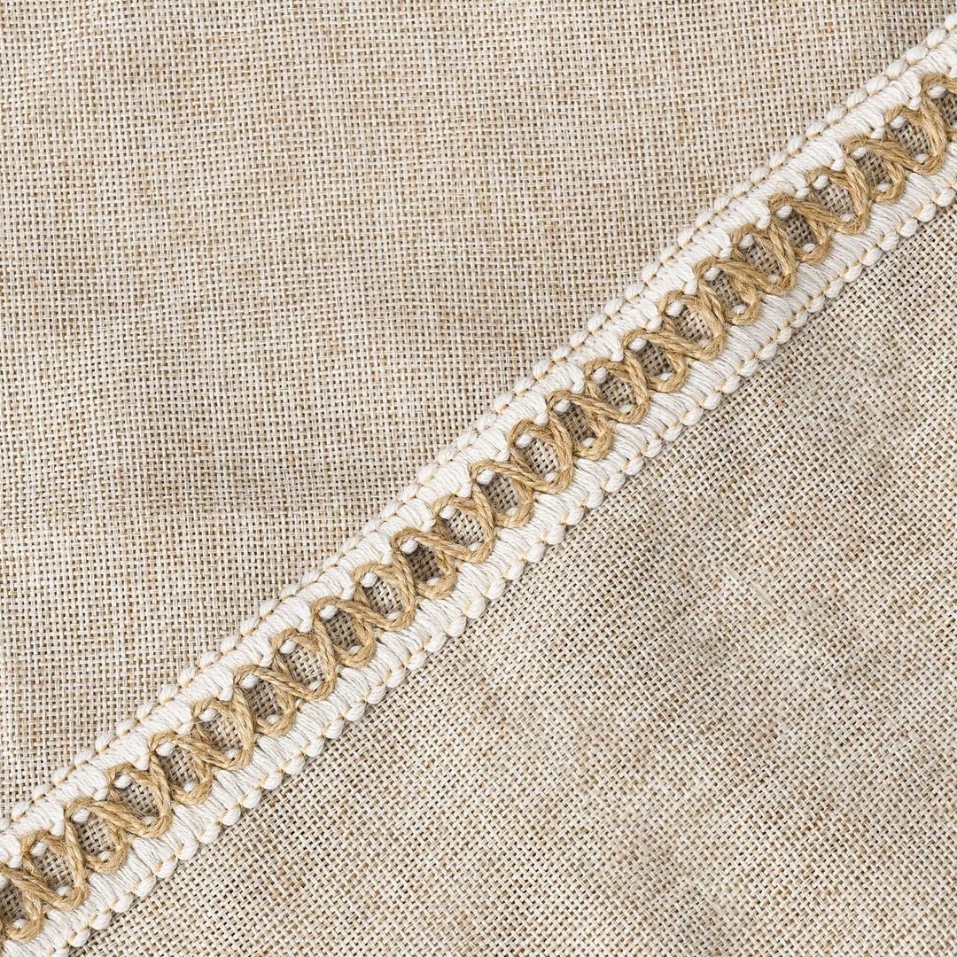 2 Piece Farmhouse Burlap Trimmed Decorative Pillow Covers with Floral Linen Lace Edge