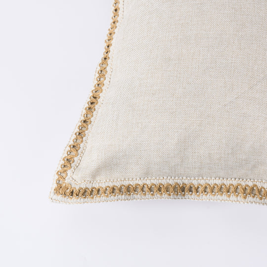 2 Piece Farmhouse Burlap Trimmed Decorative Pillow Covers with Floral Linen Lace Edge