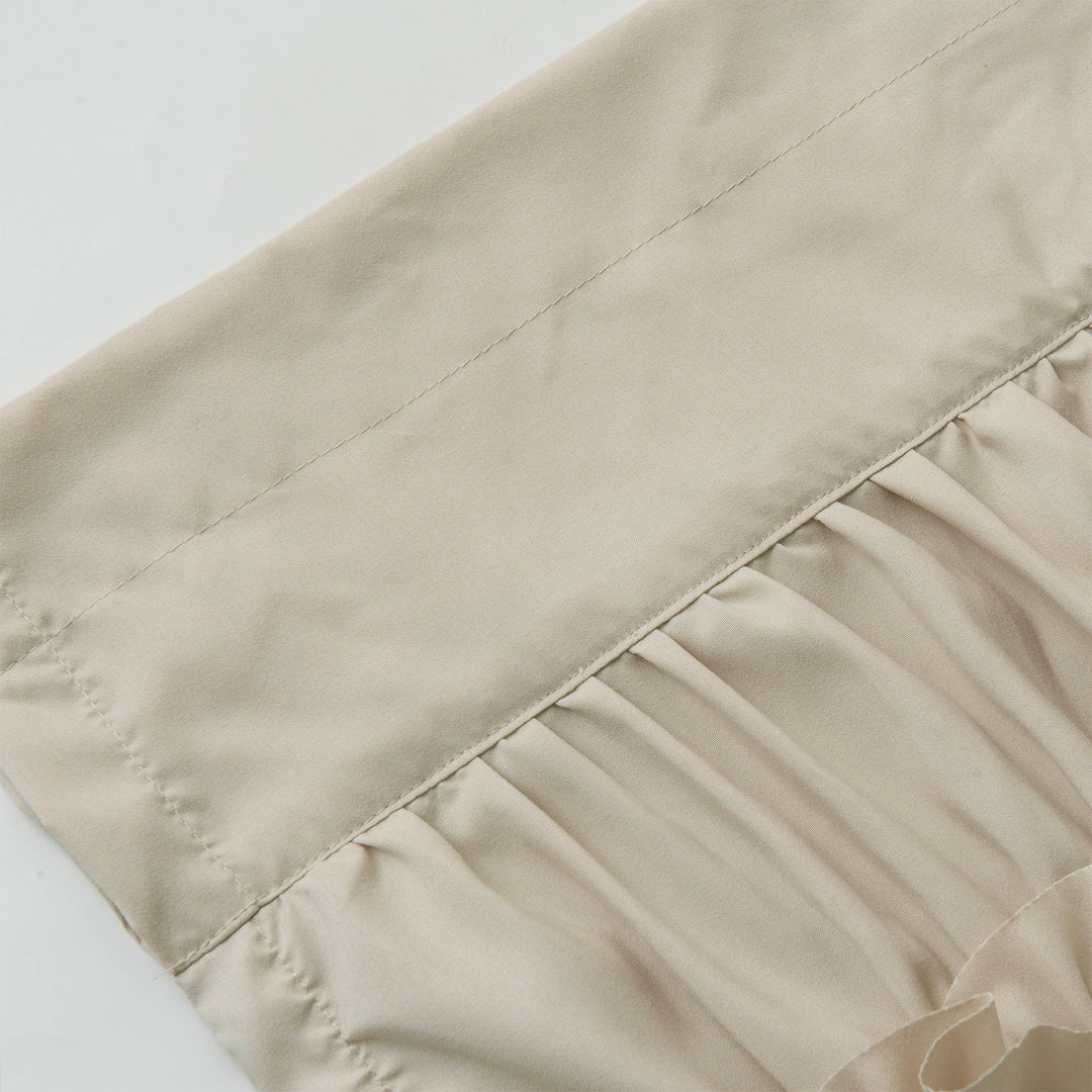 Ruffled Floral Applique Tier Curtains – Brushed Fabric Decorative Kitchen Curtains (Set of 2)