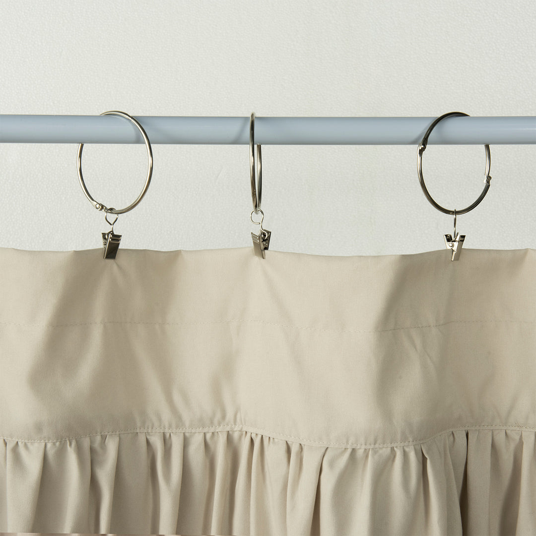 Ruffled Floral Applique Tier Curtains – Brushed Fabric Decorative Kitchen Curtains (Set of 2)