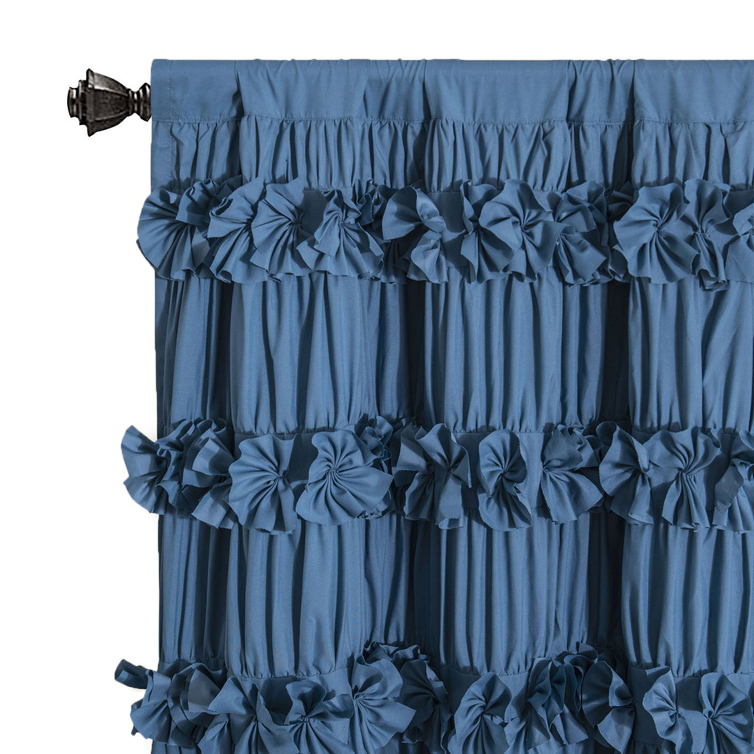 Ruffled Floral Applique Window Curtains – Rod Pocket Decorative Curtains (Set of 2, Multiple Sizes & Colors)