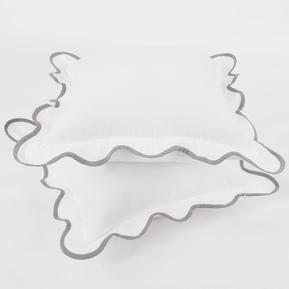 Closeout - Throw Pillow Covers with Scalloped Border, Set of 2, 18"x18", N60005