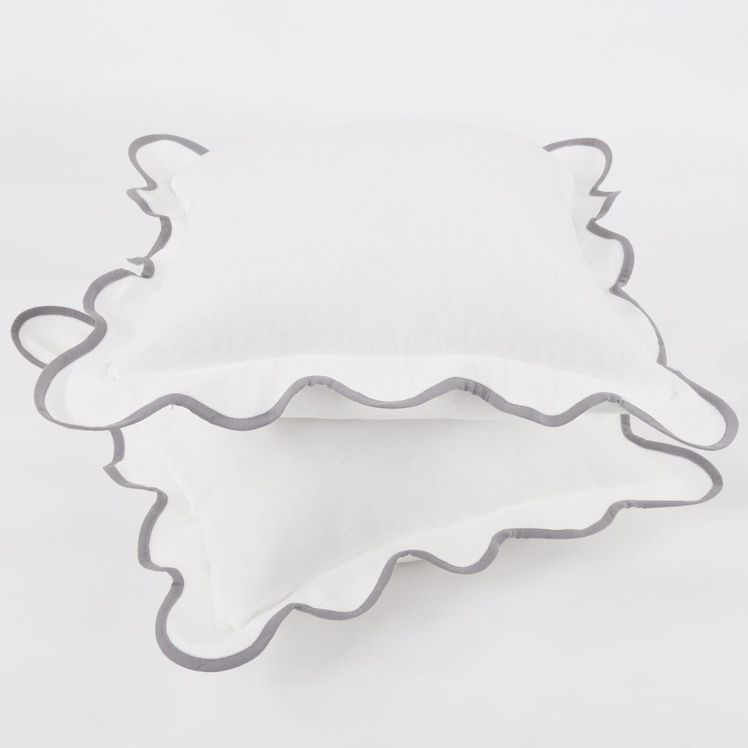 Closeout - Throw Pillow Covers with Scalloped Border, Set of 2, 18"x18", N60005