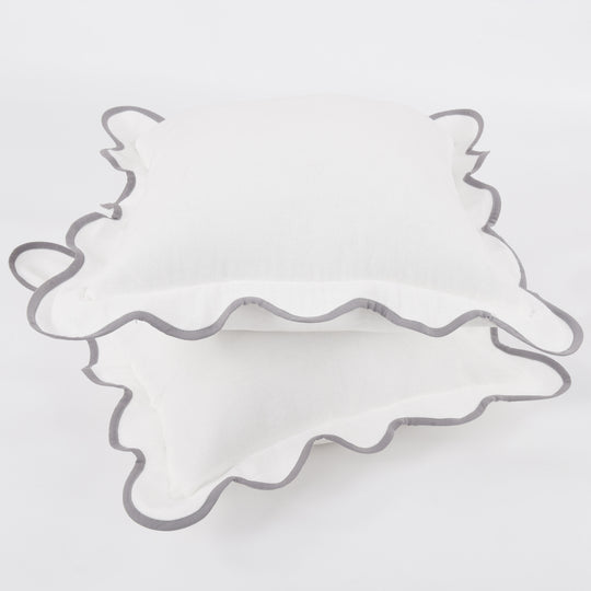 Closeout - Throw Pillow Covers with Scalloped Border, Set of 2, 18"x18", N60005