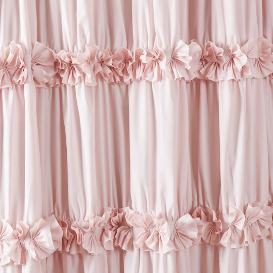 HIG Peach Pink Handcrafted Bow Tie Shower Curtain, 72" x 72", Cloth Fabric