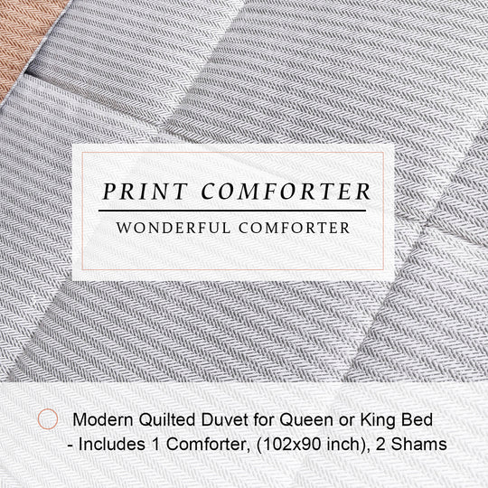 5 Piece Geometric Print Reversible Comforter Set (LIBBY)