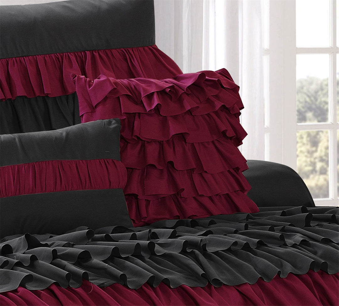 7 Piece Waterfall Multi Layers Ruffles Bed In A Bag Farmhouse Comforter Set