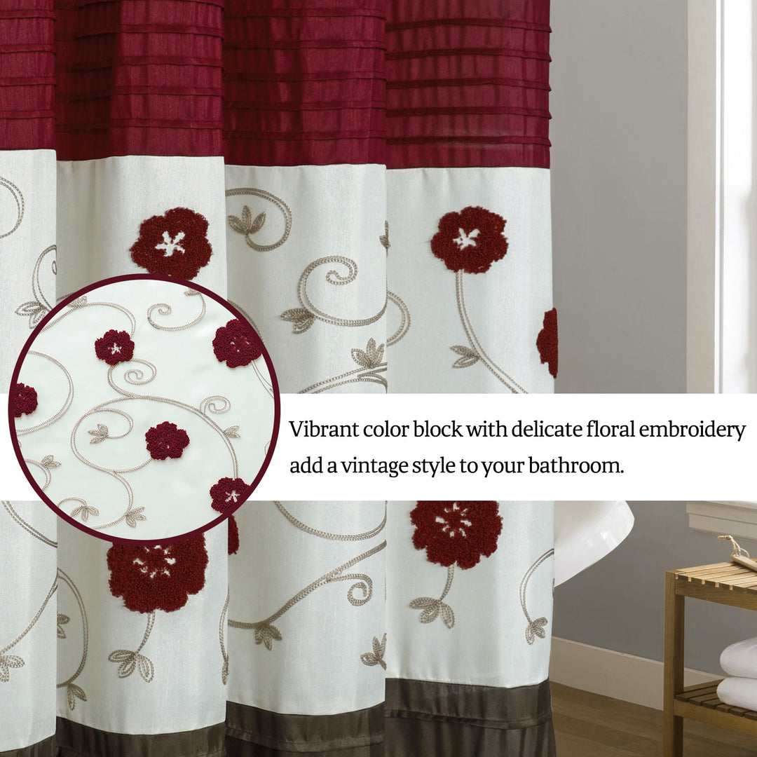 HIG Luxurious Farmhouse Unique Floral Emboridered Cloth Fabric Shwoer Curtain 72x72 Extra Long Bathroom Curtain