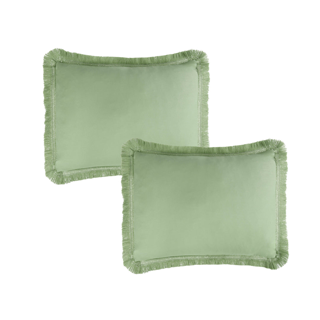 HIG 3 Piece Sage Green Boho Chic Comforter Set with Handmade Tassel Edge