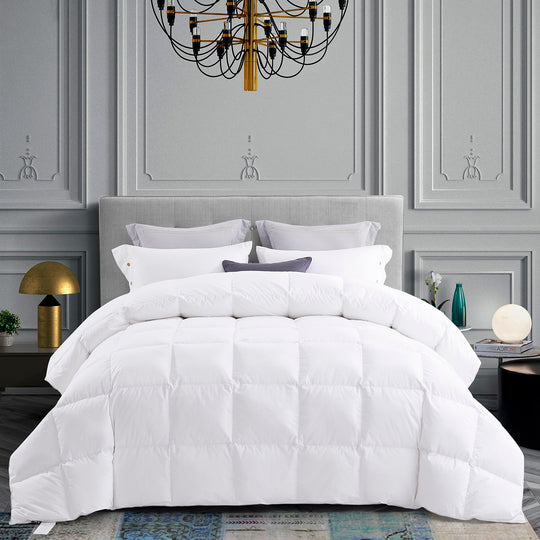 Elegant Cotton Quilted White Feather Down Comforter One Piece Set