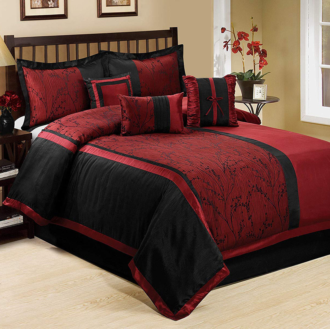 7 Piece Jacquard Fabric Patchwork Comforter Set Bed In A Bag-Leticia